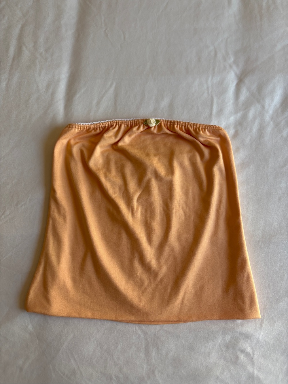 Jova Orange Peach Lace Trim Rosette Tube Top Coquette Feminine
